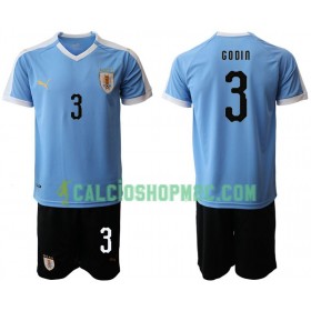 Uruguay Diego Godin 3 Bambino Maglia Prima 2019 Manica Corta (+ Pantaloncini)